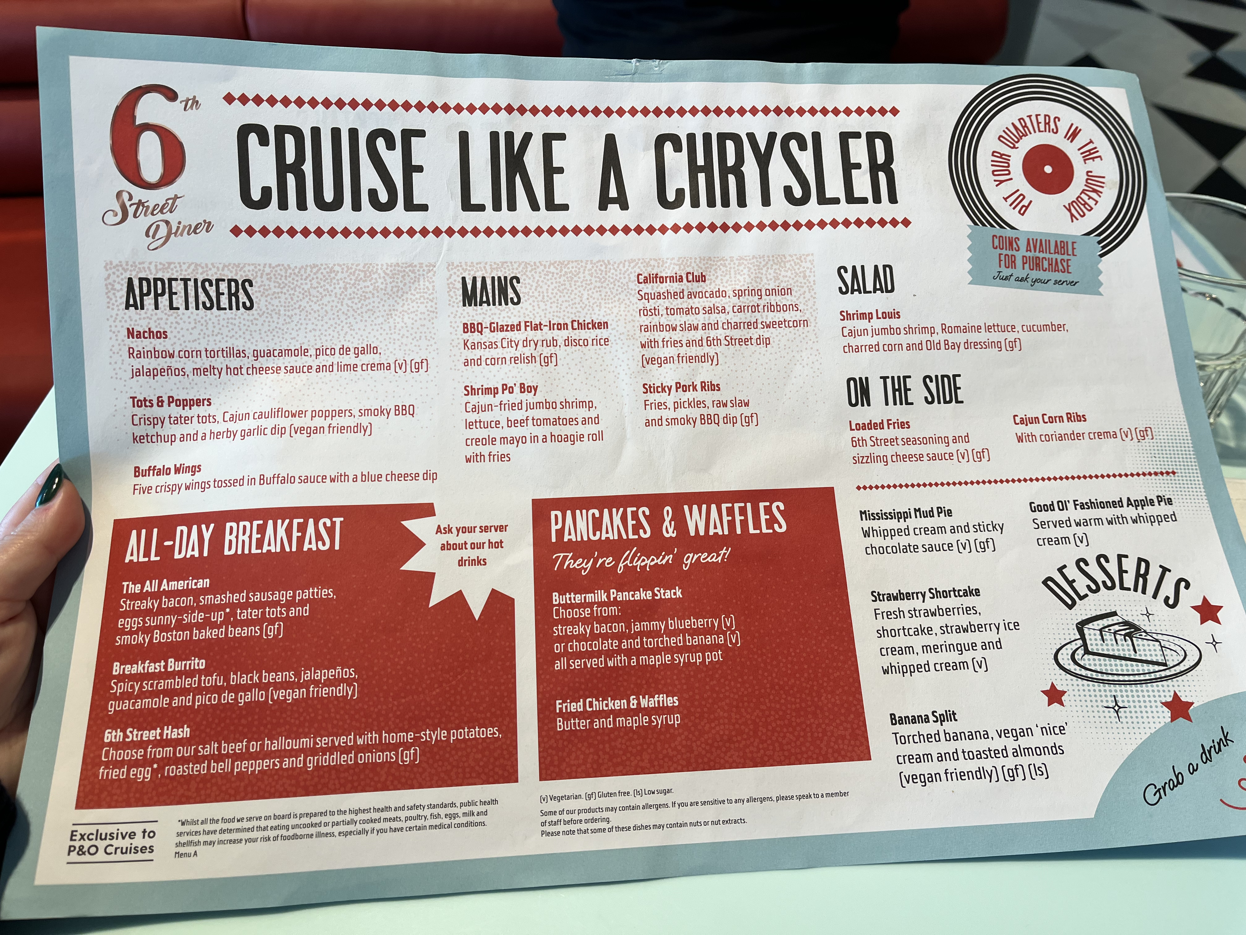 NEW 6th Street Diner Menu On P&O Arvia